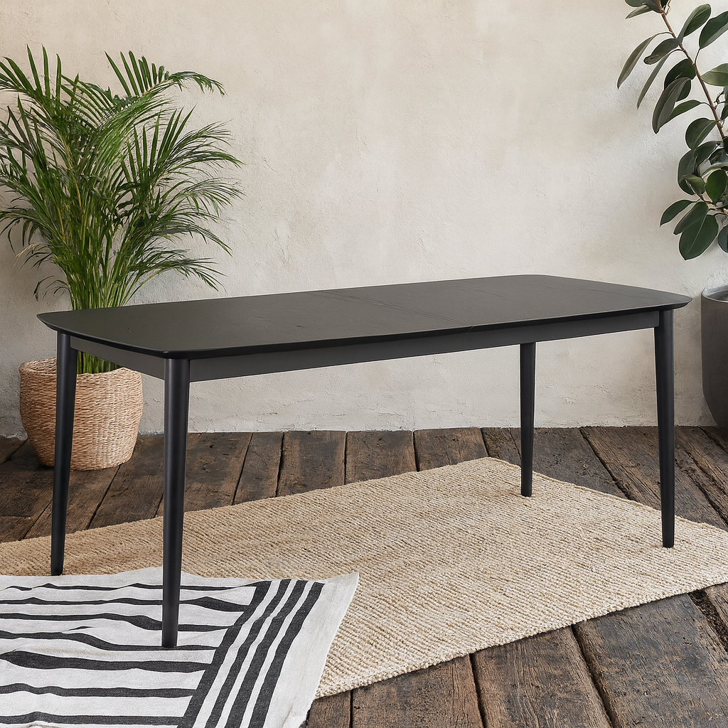 Novi Sad Black Wooden Rectangular Extending Dining Table