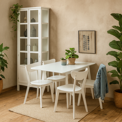 Krakow Kitchen Dining Set White Rectangular Dining Table + 4 Dining Chairs