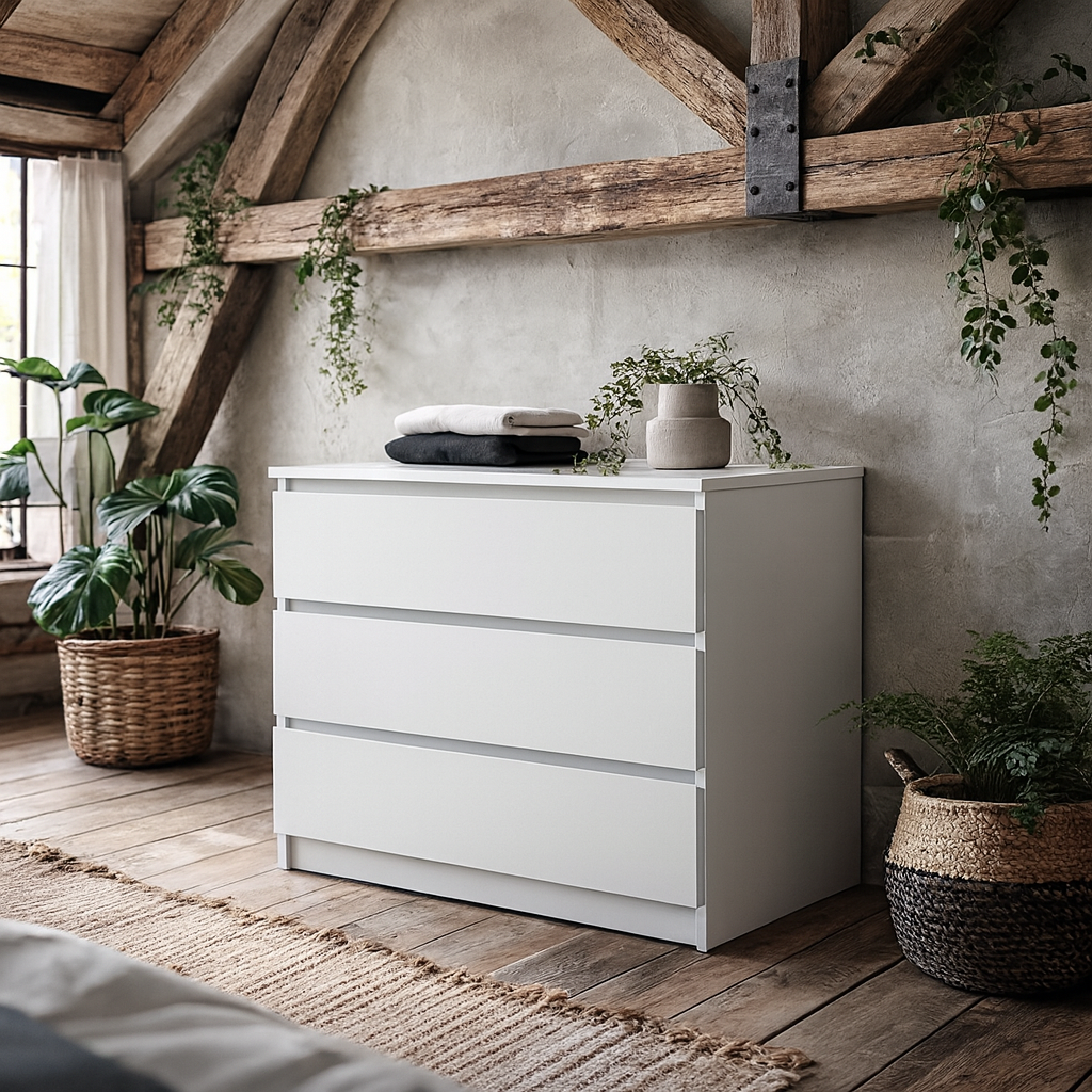 Budapest White Wooden Storage Chest 3 Drawers