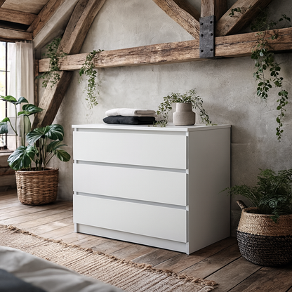 Budapest White Wooden Storage Chest 3 Drawers