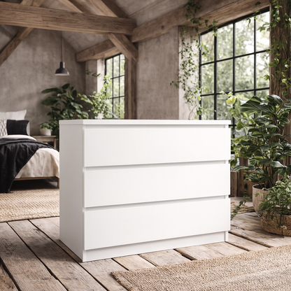 Budapest White Wooden Storage Chest 3 Drawers