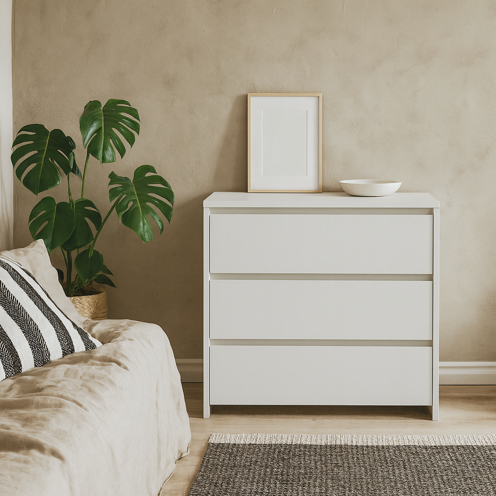 Salzburg White Wooden Chest 3 Drawers