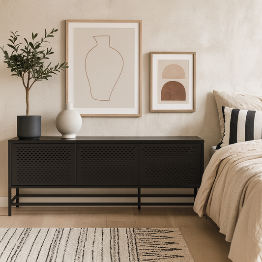 Graz Matt Black Metal Sideboard 3 Doors