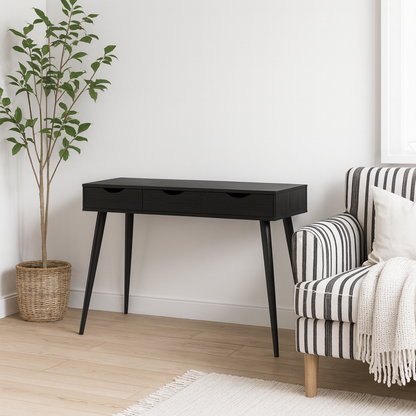 Dresden Black Wooden Office Desk 3 Drawers