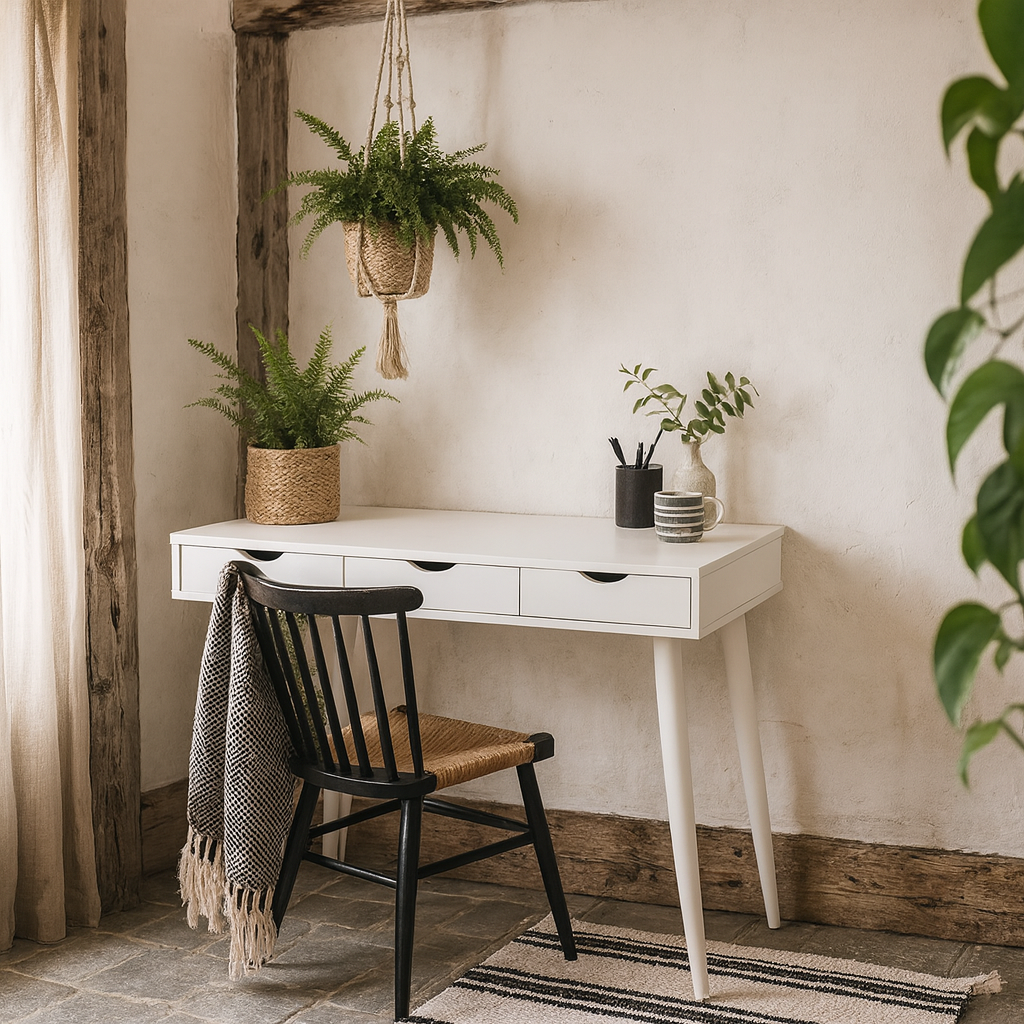 Dresden White Wooden Office Desk 3 Drawers