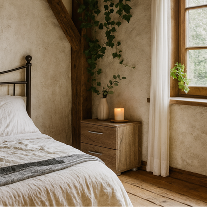 Daejeon Dark Oak Wood Effect Bedside Table 2 Drawers