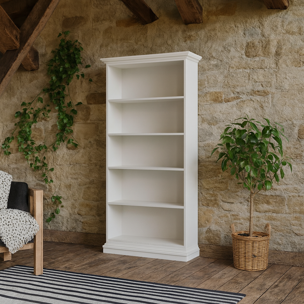 Osaka Farmhouse White Wooden Tall Bookcase