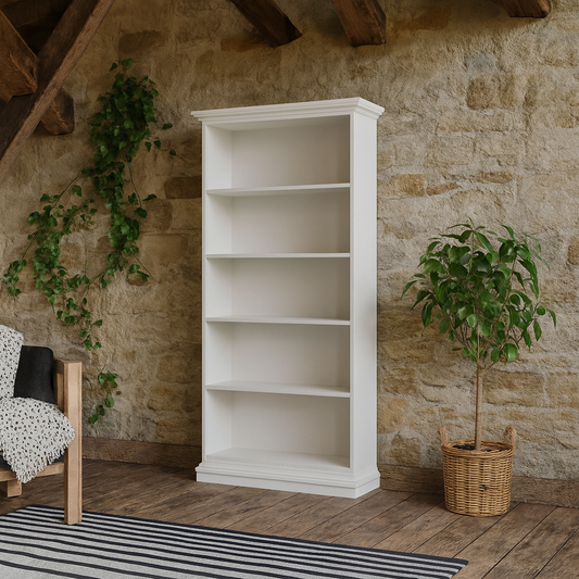 Osaka Farmhouse White Wooden Tall Bookcase