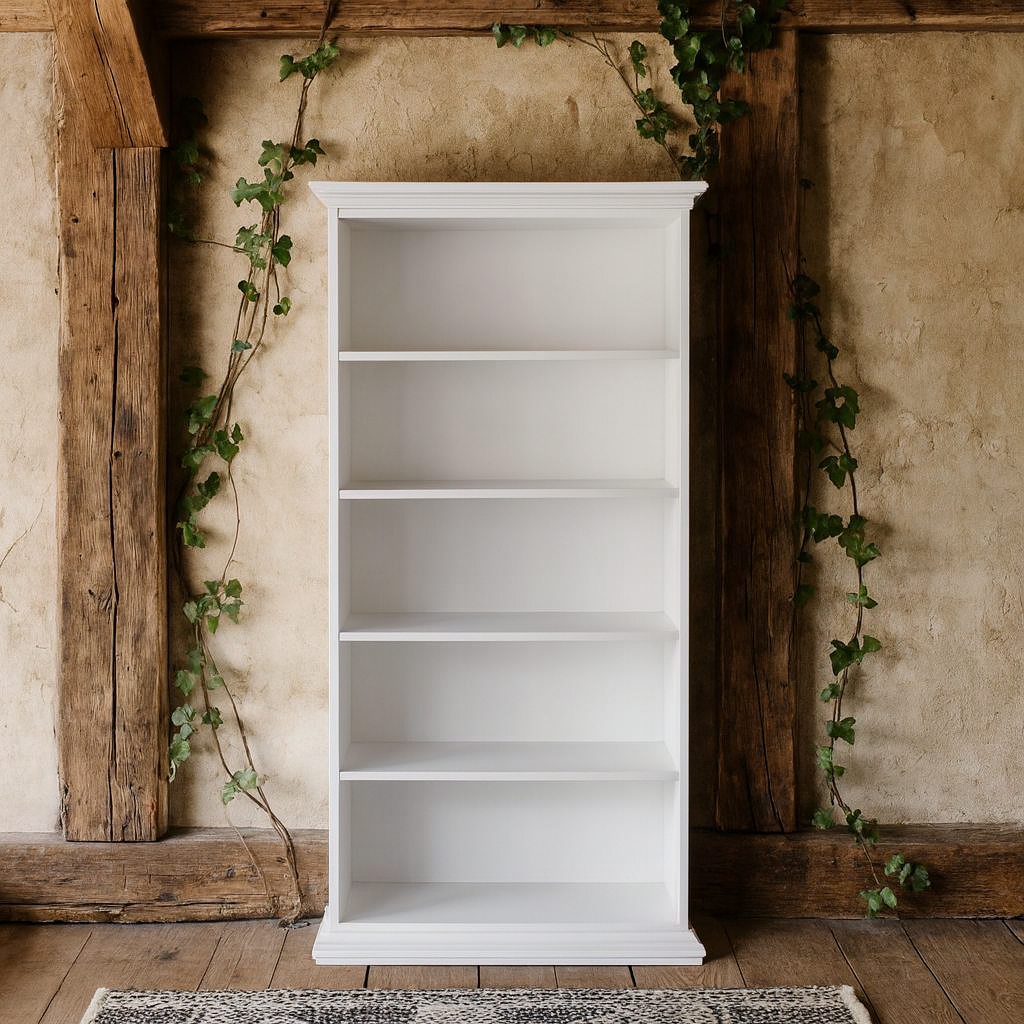 Osaka Farmhouse White Wooden Tall Bookcase