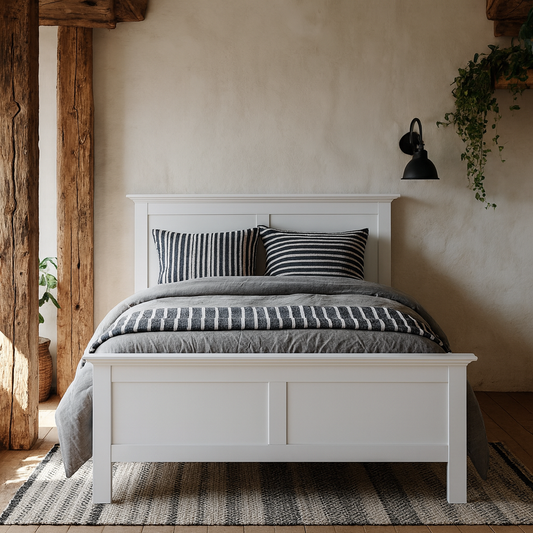 Osaka Double Bed Frame 4ft6 Farmhouse White Wood