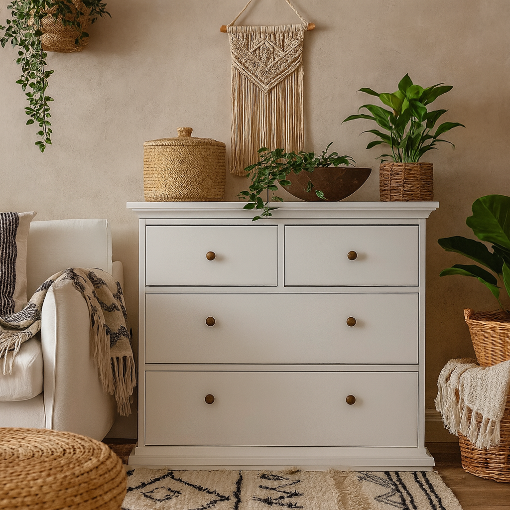 Osaka Farmhouse White Wooden Chest of 4 Drawers