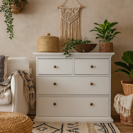 Osaka Farmhouse White Wooden Chest of 4 Drawers