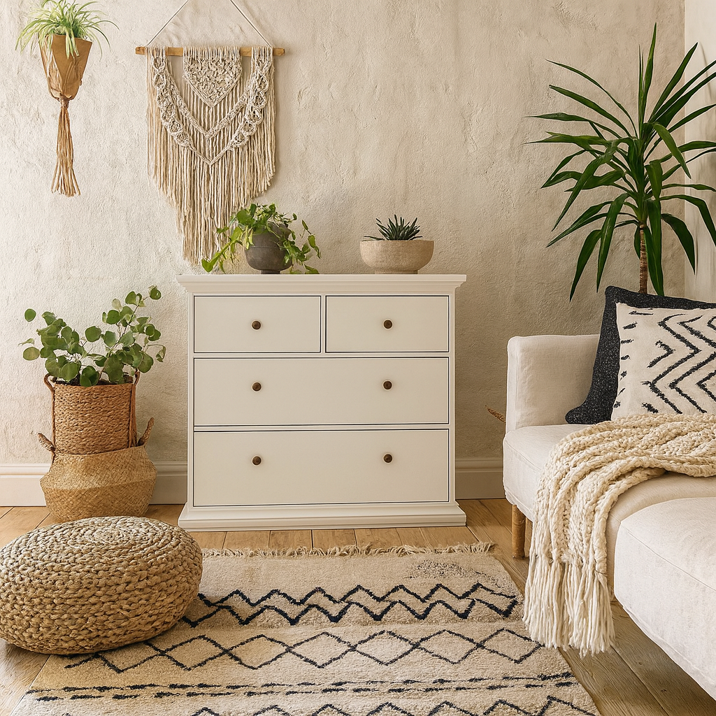 Osaka Farmhouse White Wooden Chest of 4 Drawers