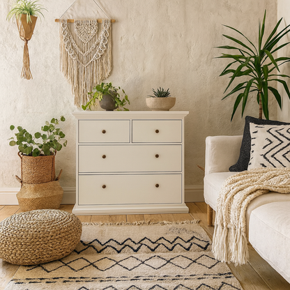Osaka Farmhouse White Wooden Chest of 4 Drawers