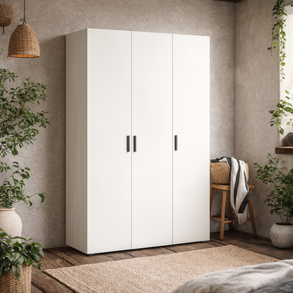 Daejeon White Wooden Wardrobe 3 Doors