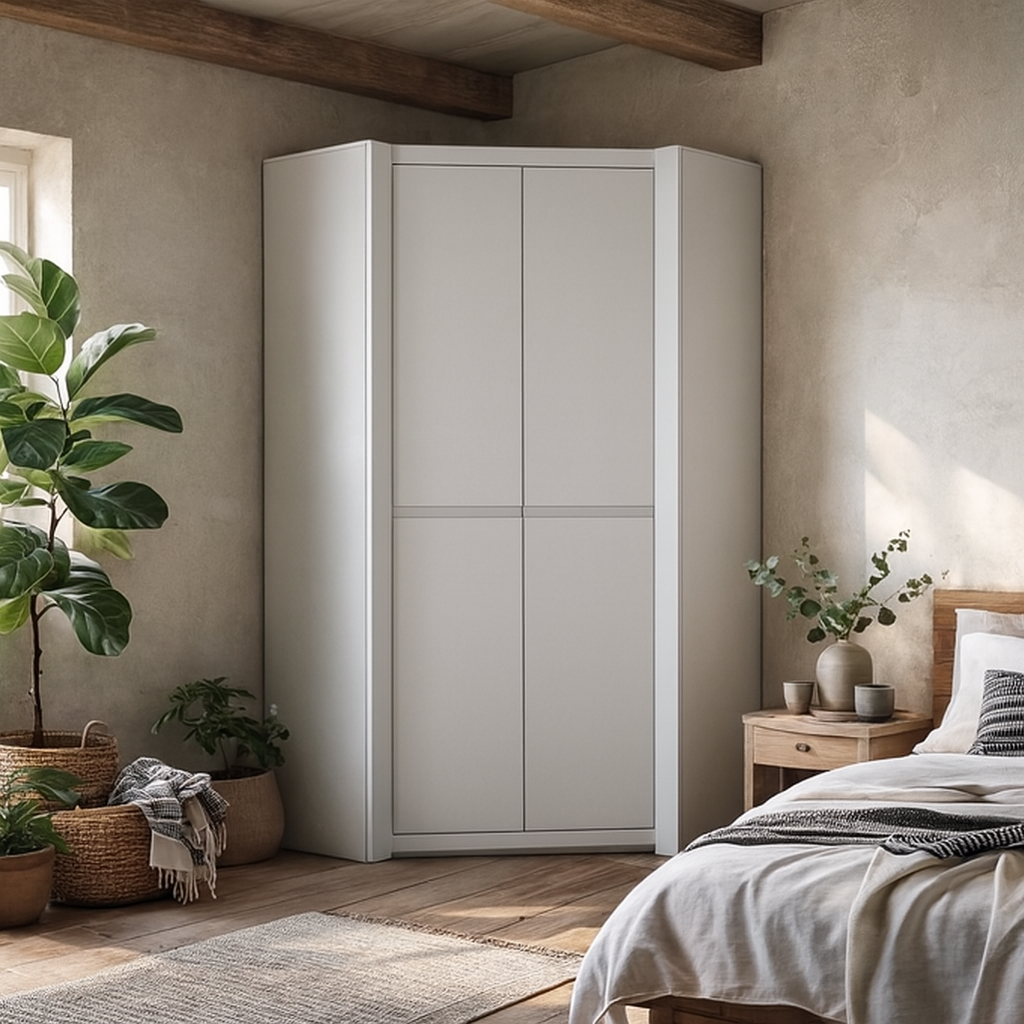 Vienna Alpine White Corner Wardrobe 2 Door