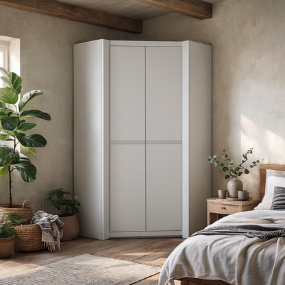 Vienna Alpine White Corner Wardrobe 2 Door