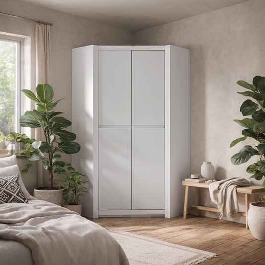 Vienna Alpine White Corner Wardrobe 2 Door