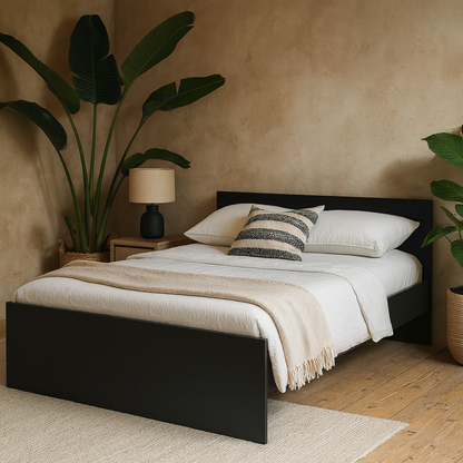 Budapest 4ft6 Double Black Wooden Bed Frame