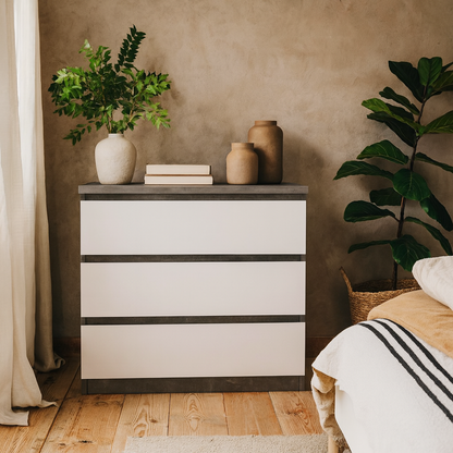 Budapest Concrete Effect and White Wooden Chest 3 Drawers
