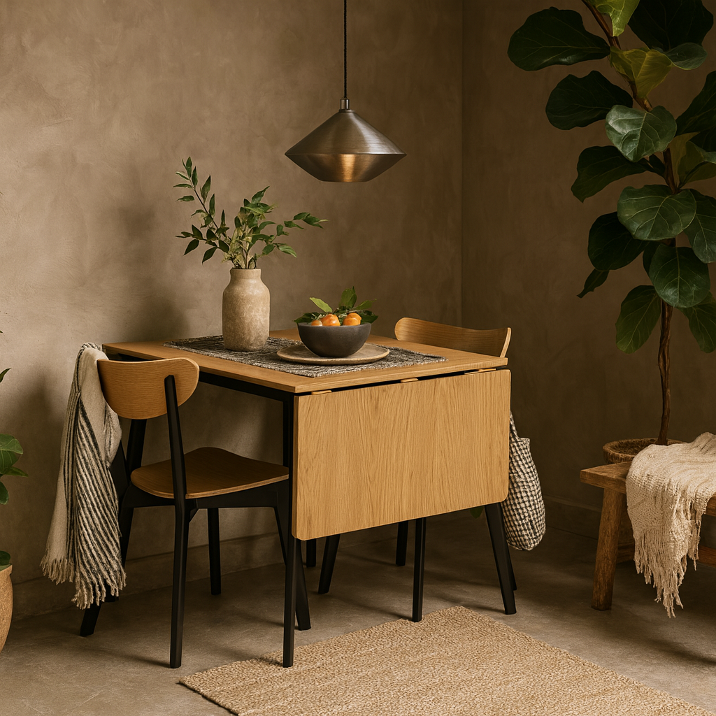 Krakow Dining Set Natural Oak Effect and Black Square Dining Table + 2 Dining Chairs