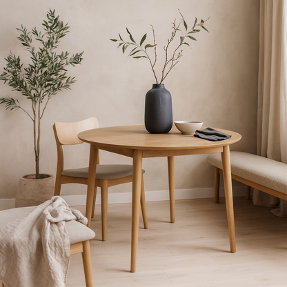 Novi Sad Natural Oak Wood Effect Round Extending Dining Table