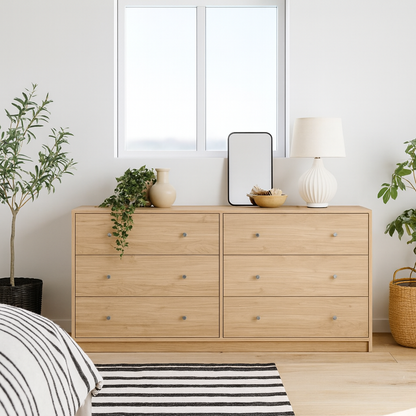 Kaohsiung Hickory Oak Effect Chest 6 Drawers