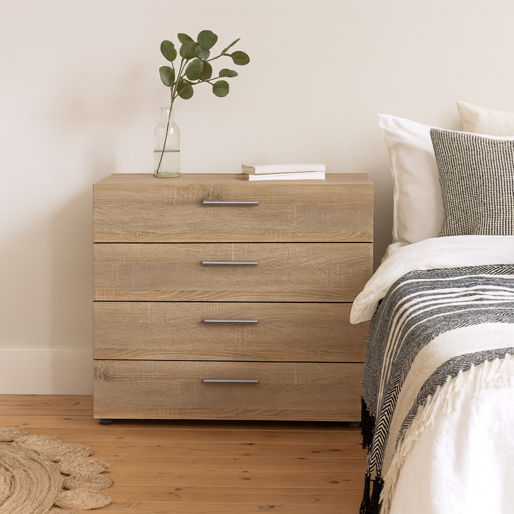 Daejeon Natural Oak Effect Wood Chest 4 Drawers