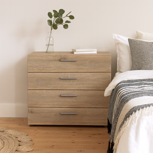 Daejeon Natural Oak Effect Wood Chest 4 Drawers
