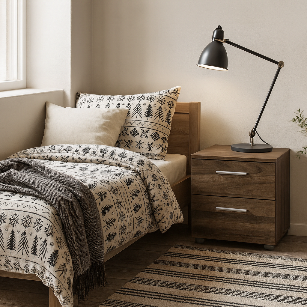 Daejeon Walnut Wood Effect Bedside Table 2 Drawers