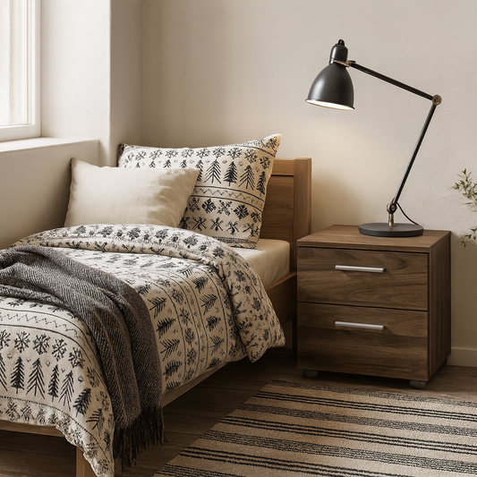 Daejeon Walnut Wood Effect Bedside Table 2 Drawers