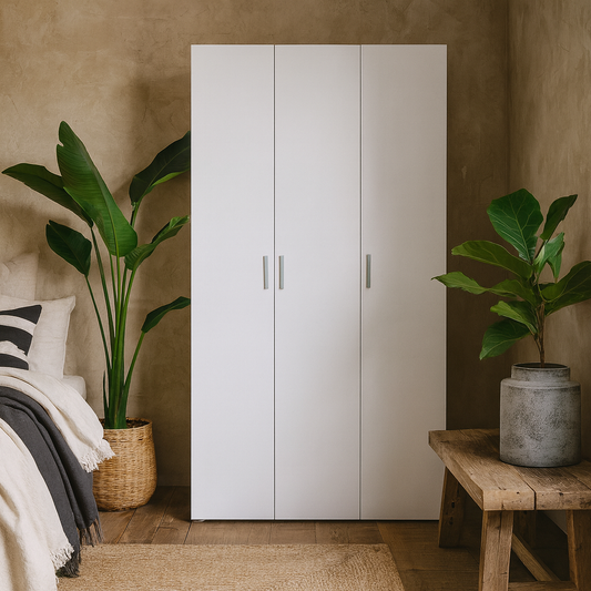 Daejeon White Wooden Wardrobe 3 Doors