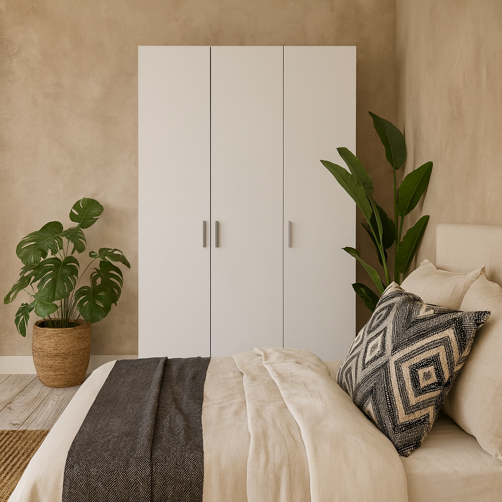 Daejeon White Wooden Wardrobe 3 Doors