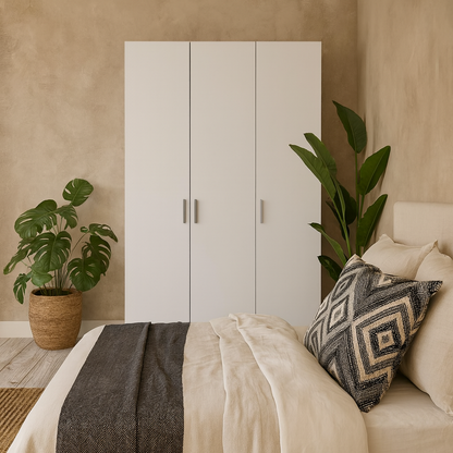 Daejeon White Wooden Wardrobe 3 Doors