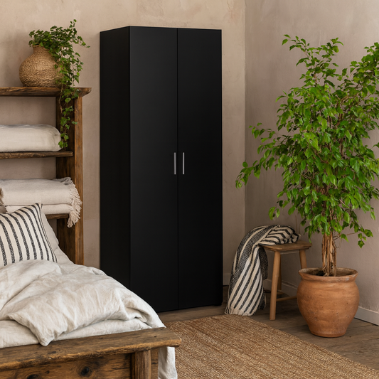 Wilde Black Wooden 2 Door Wardrobe
