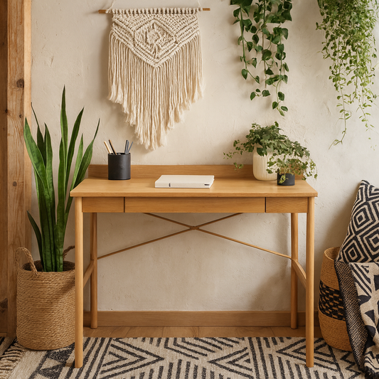 Kyoto Natural Oak Veneer Wood Office Desk