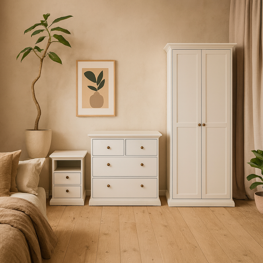 Osaka 3 Piece Farmhouse Bedroom Furniture Set White Wood