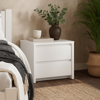Salzburg White Wooden Bedside Tables 2 Drawers