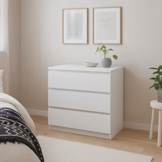 Budapest White Wooden Storage Chest 3 Drawers