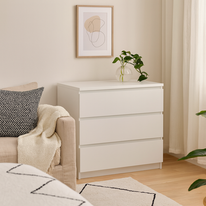 Budapest White Wooden Storage Chest 3 Drawers