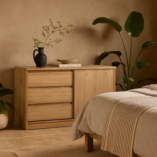 Budapest Natural Oak Effect Wood Storage Unit 1 Door 3 Drawers