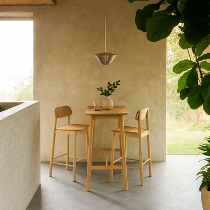 Brno Kitchen Dining Set Natural Oak Effect Bar Table + 2 Bar Stools