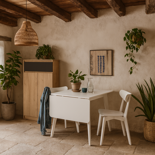 Krakow Kitchen Dining Set White Square Dining Table + 2 Dining Chairs