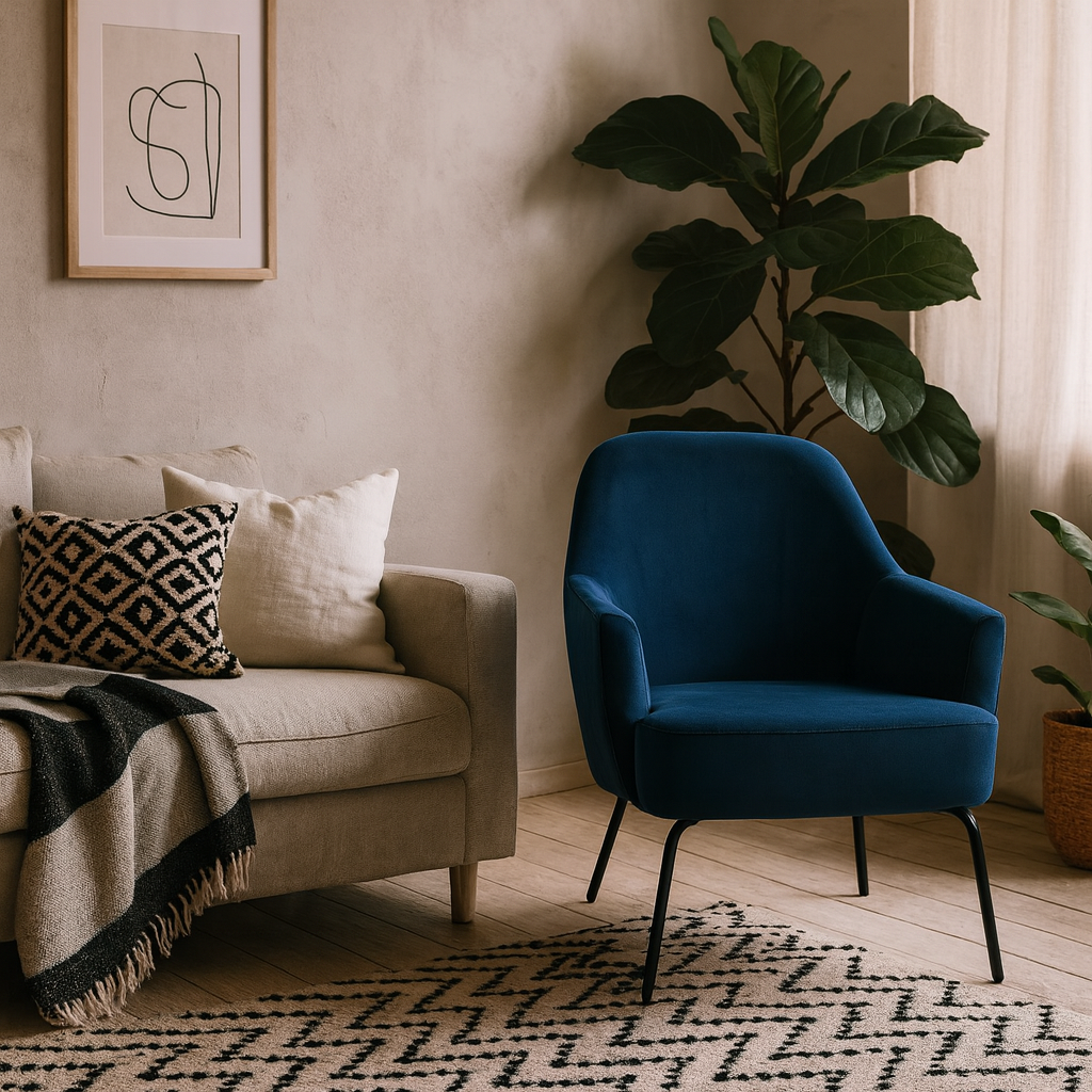 Kobe Navy Blue Velvet Lounge Chair