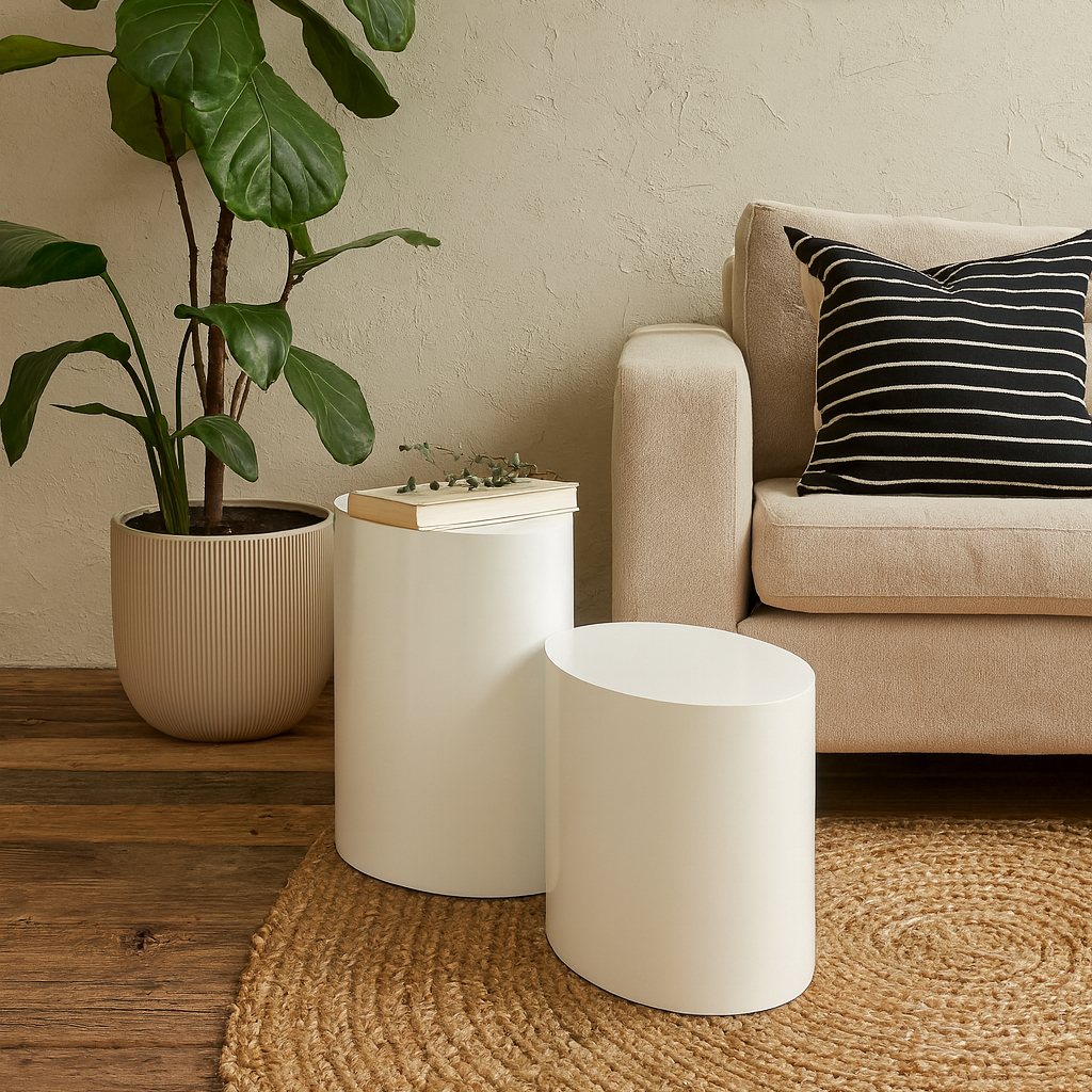 Sendai Gloss White Oval Coffee Table Set