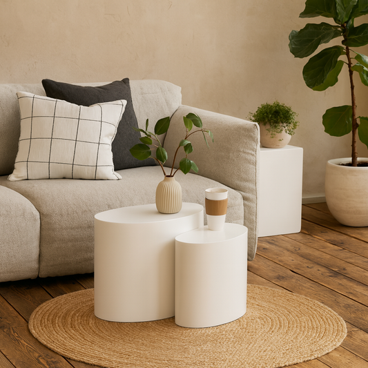 Sendai Gloss White Oval Coffee Table Set