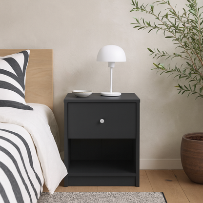 Kaohsiung Dark Grey Bedside Table 1 Drawer