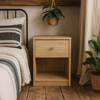 Kaohsiung Hickory Oak Effect Bedside Table 1 Drawer