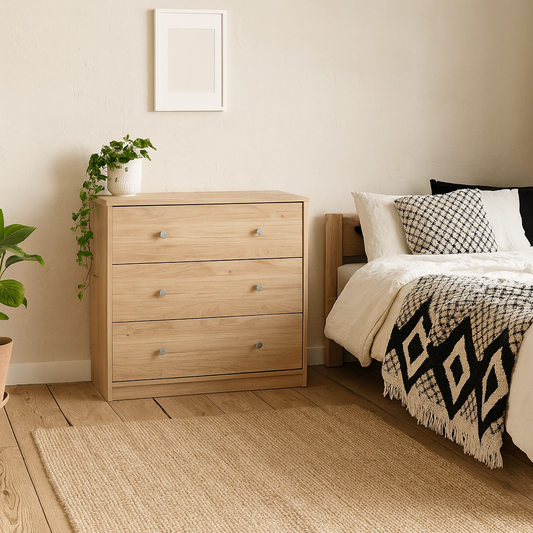 Kaohsiung Hickory Oak Effect Chest 3 Drawers