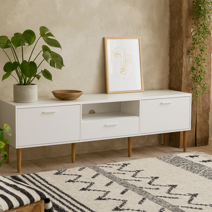 Nagoya White Media TV Unit 2 Doors 1 Drawer 1 Shelf